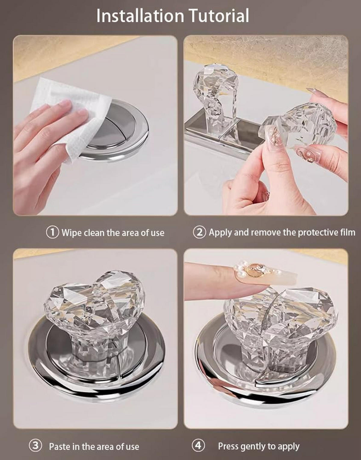 WC-SPÜLTASTE, transparent,4.8/3.6/2.7cm - Klar, Kunststoff (4/4/10cm)