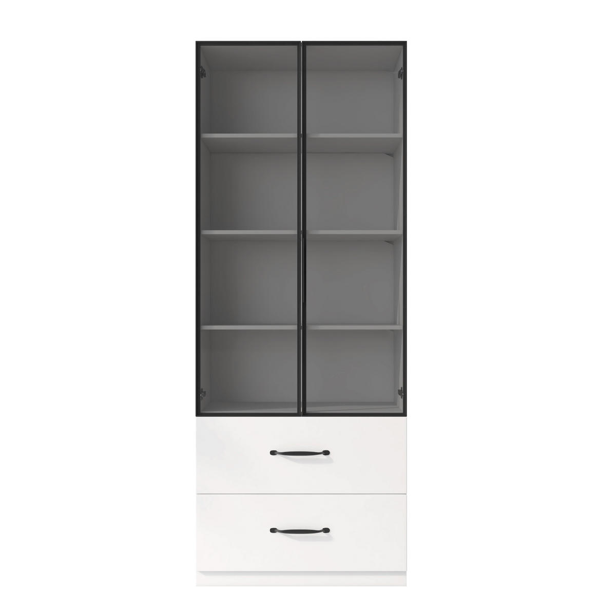 VITRINE 60/40/160 cm aus Spanplatte mit LED-Beleuchtung und 2 Schubladen Weiß - Weiß, Holzwerkstoff (60/160/40cm) - Modenvie
