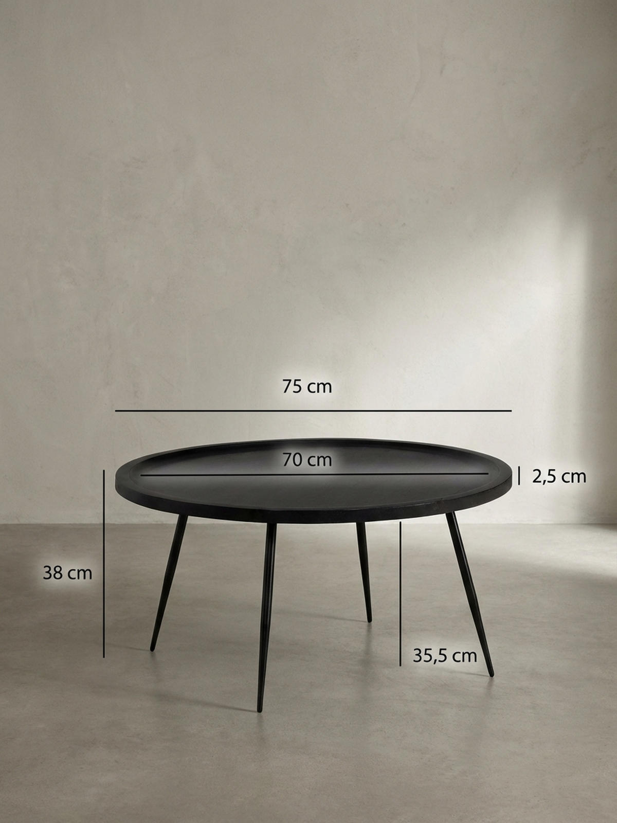 COUCHTISCH in Schwarz aus Metall und massivem Mangoholz mit natürlicher Maserung, 75x75x38 cm - Schwarz, Holz/Metall (75/75/38cm) - KADIMA DESIGN