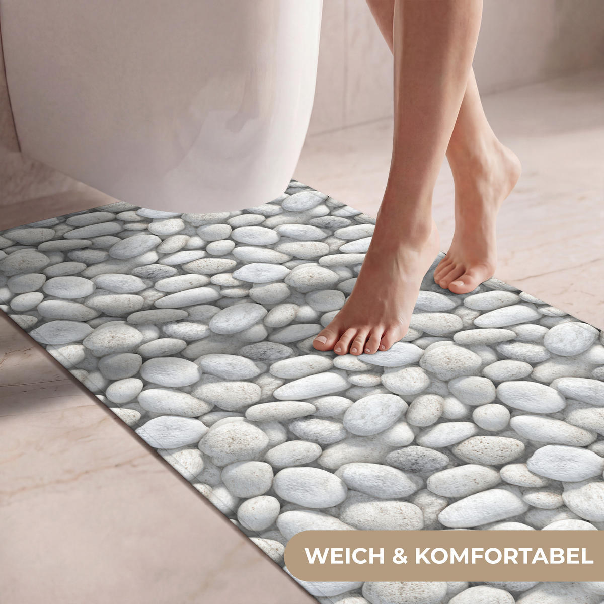 WC PŘEDLOŽKA Kameny - šedé - oválné 60x120 cm - světle šedá, textil/plast (60/1cm) - OnlyWow