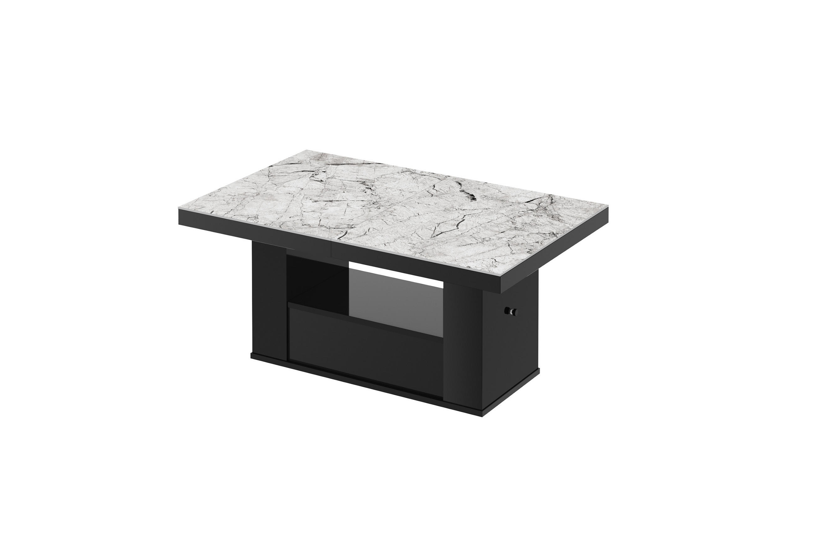 COUCHTISCH rechteckig Marmoroptik - Schwarz Hochglanz 120/75/54 cm - Schwarz Hochglanz/Grau, Holzwerkstoff (75/120/54cm) - designimpex