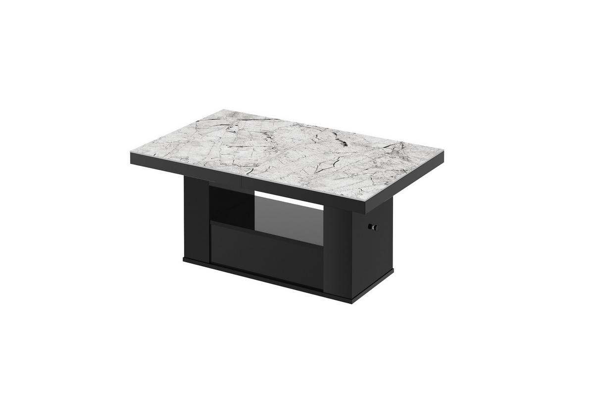 COUCHTISCH rechteckig Marmoroptik - Schwarz Hochglanz 120/75/54 cm - Schwarz Hochglanz/Grau, Holzwerkstoff (75/120/54cm) - designimpex