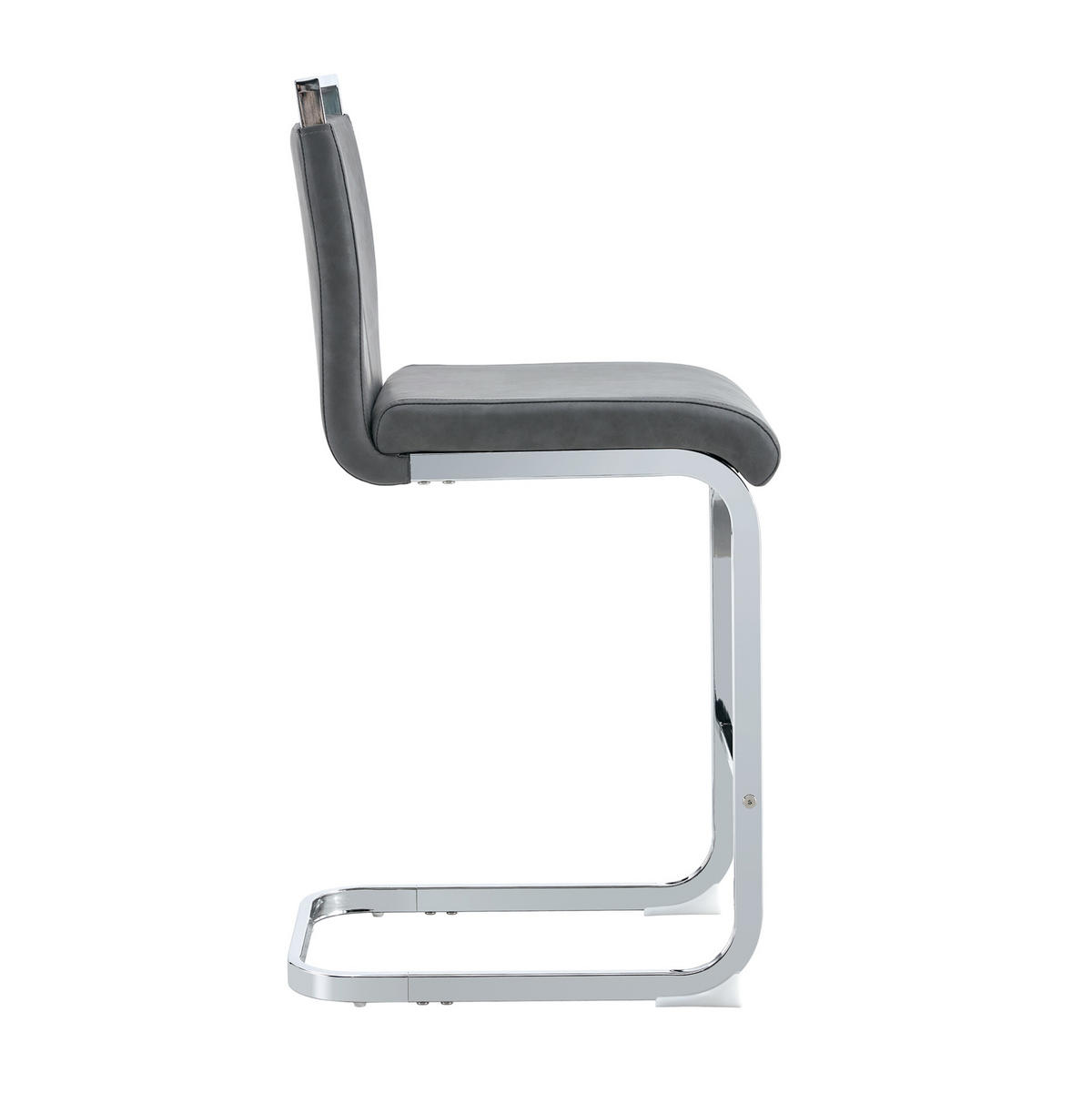 BARHOCKER 2er-Set 96,5 cm Dunkelgrau mit PU-Bezug - Dunkelgrau, Metall (46.5/96.5/38.9cm) - MIVRAY
