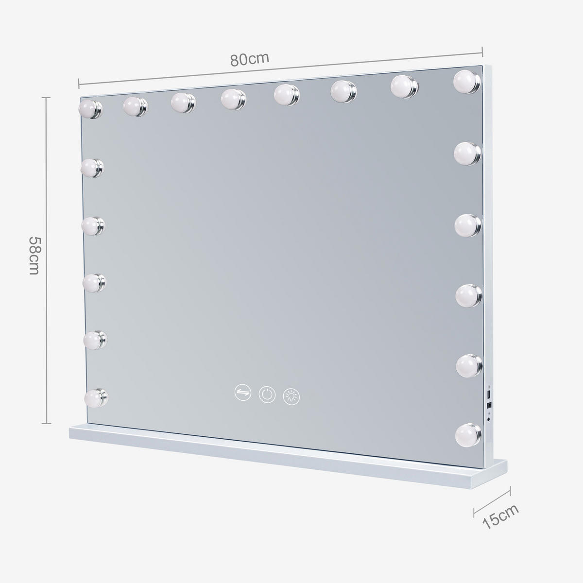 SCHMINKSPIEGEL mit LED-Beleuchtung weiß 80/58 cm - Weiß, Metall (80/58/3cm) - VANITII