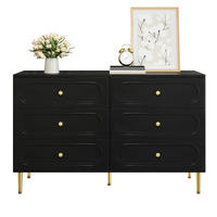 SIDEBOARD in Schwarz Aufbewahrungsschrank mit 6 Schubladen, 120 B/40 T/75 H(cm), fürs Wohn & Schlaf - Schwarz/Naturfarben, Holzwerkstoff (120/75/40cm) - STILVORA