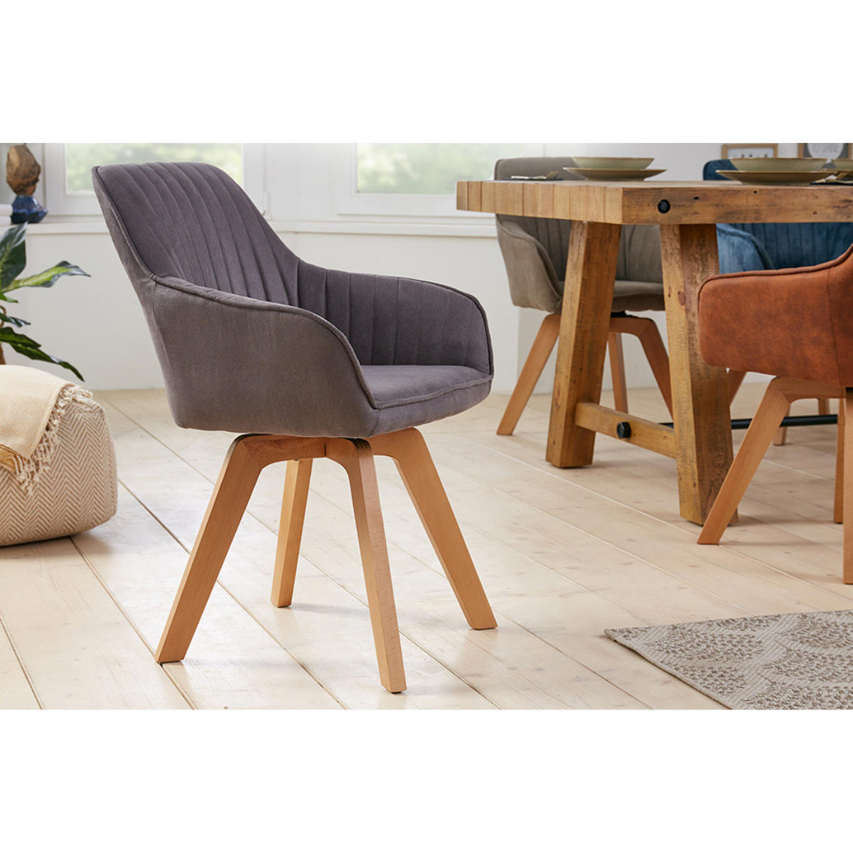 ARMLEHNSTUHL LIVORNO Microfaser Grau - Grau, Textil (62/84/62cm) - riess-ambiente