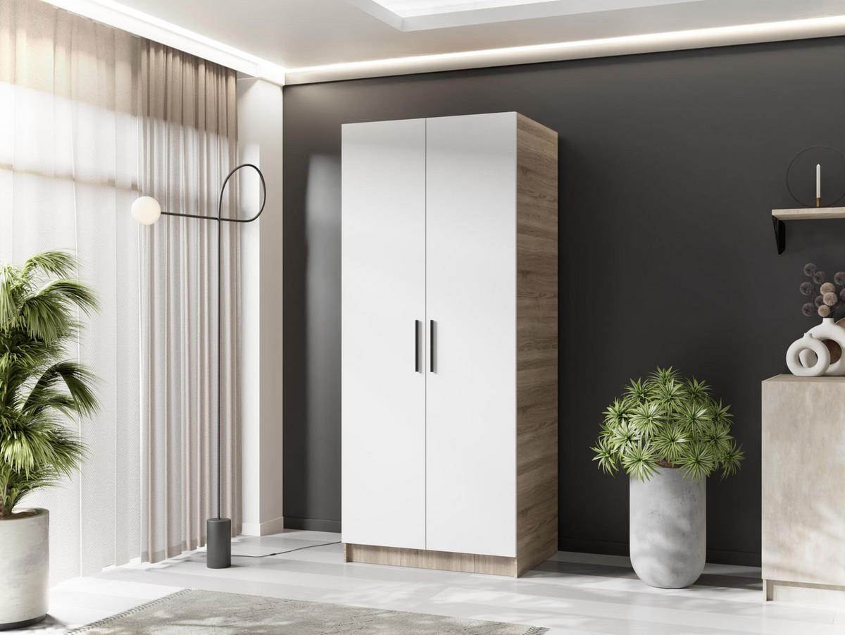ŠATNÍ SKŘÍŇ GOLD Dub Craft & Bílá - bílá/medově dubová, kompozitní dřevo (78/205/52.5cm) - Kier Furniture