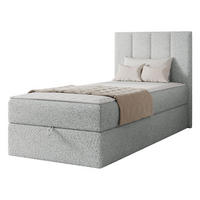 BOXBETT Rebos Single Boucle - H3 - Hellgrau, Holz/Textil (100/200cm) - MIRJAN24