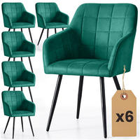 POLSTERSTUHL 6er Set, Metallbeine Grün, Schwarz, x 54/82/58 - Schwarz/Grün, Textil (54/82/58cm) - RAUMHIRSCH FURNITURE