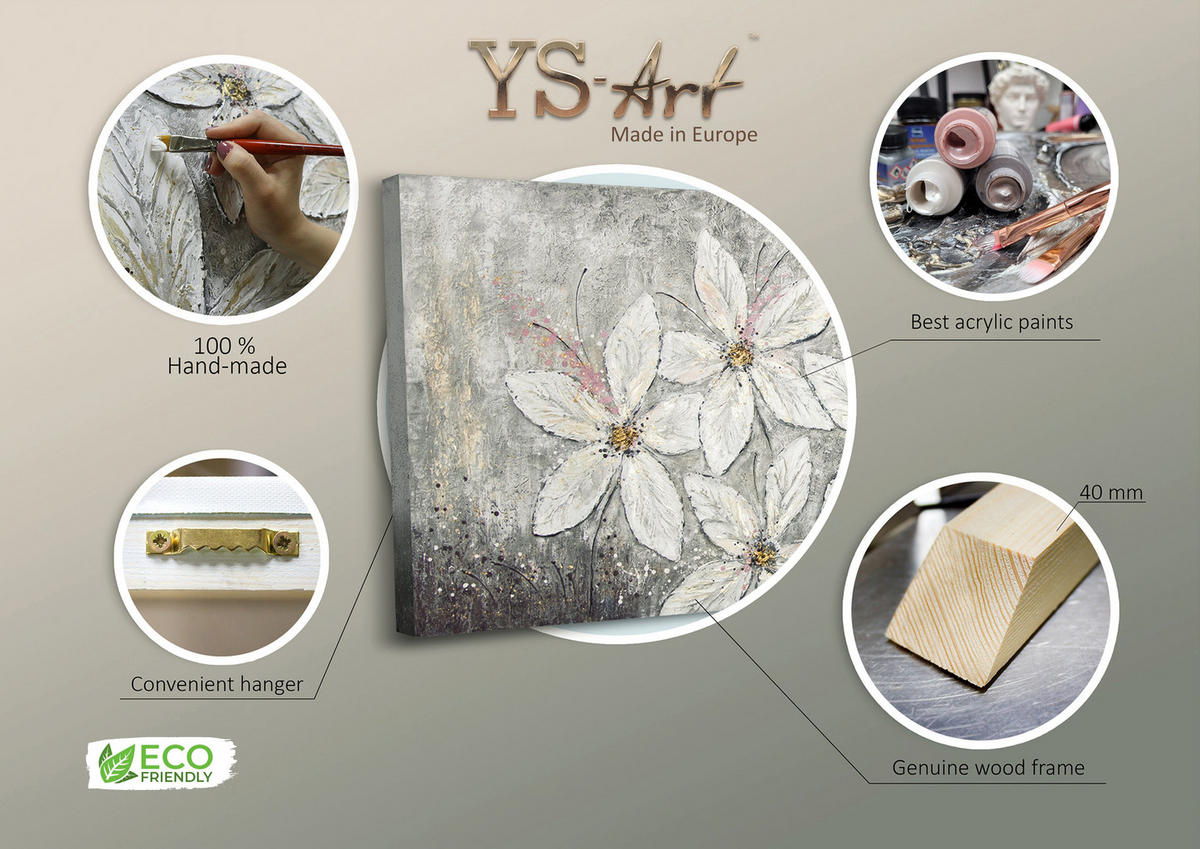GEMÄLDE Blumenparadies auf Keilrahmen 160x80 cm - Weiß, Holz (160/80cm) - YS-art gallery