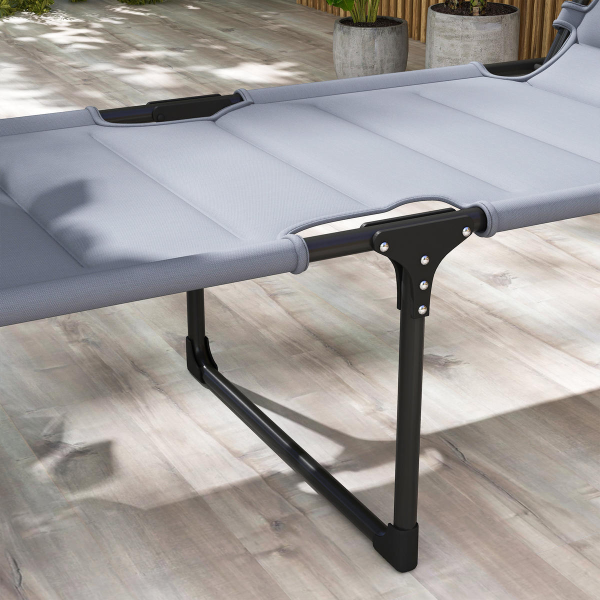 SONNENLIEGE 2er-Set DE-15617 klappbar, mit verstellbarem Sonnendach Grau - Grau, Metall (200/45/70cm) - ComfortXL