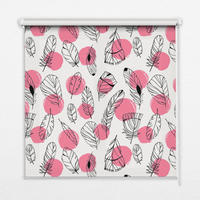 VNÚTORNÁ roleta - okenná roleta - roleta - 100x100 cm - Perie a ružové bodky - pink, plast (100/100/0.5cm) - TULUP
