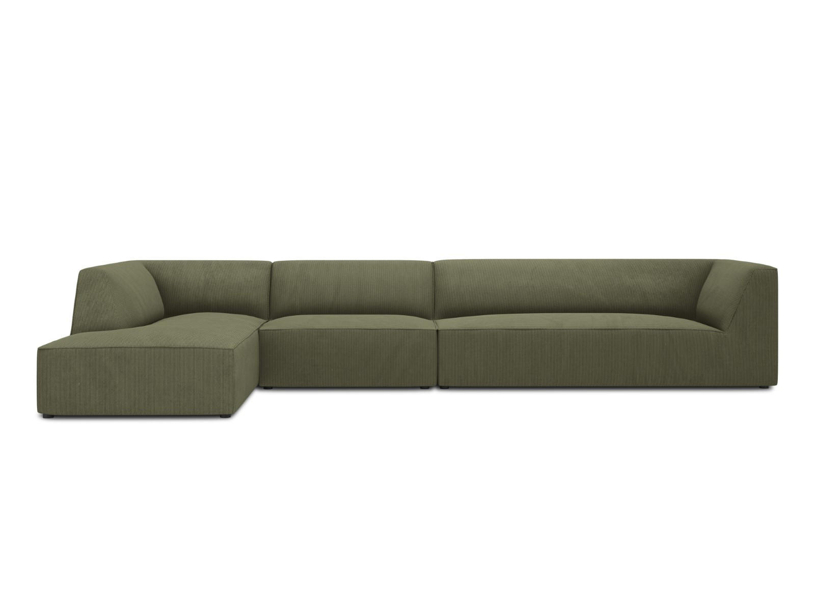 ECKSOFA links Ruby aus Cord grün 5 Sitzplätze - Grün, Textil (180/366cm) - Micadoni