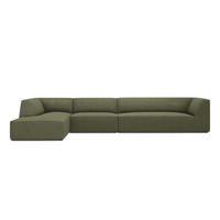 ECKSOFA links Ruby aus Cord grün 5 Sitzplätze - Grün, Textil (180/366cm) - Micadoni