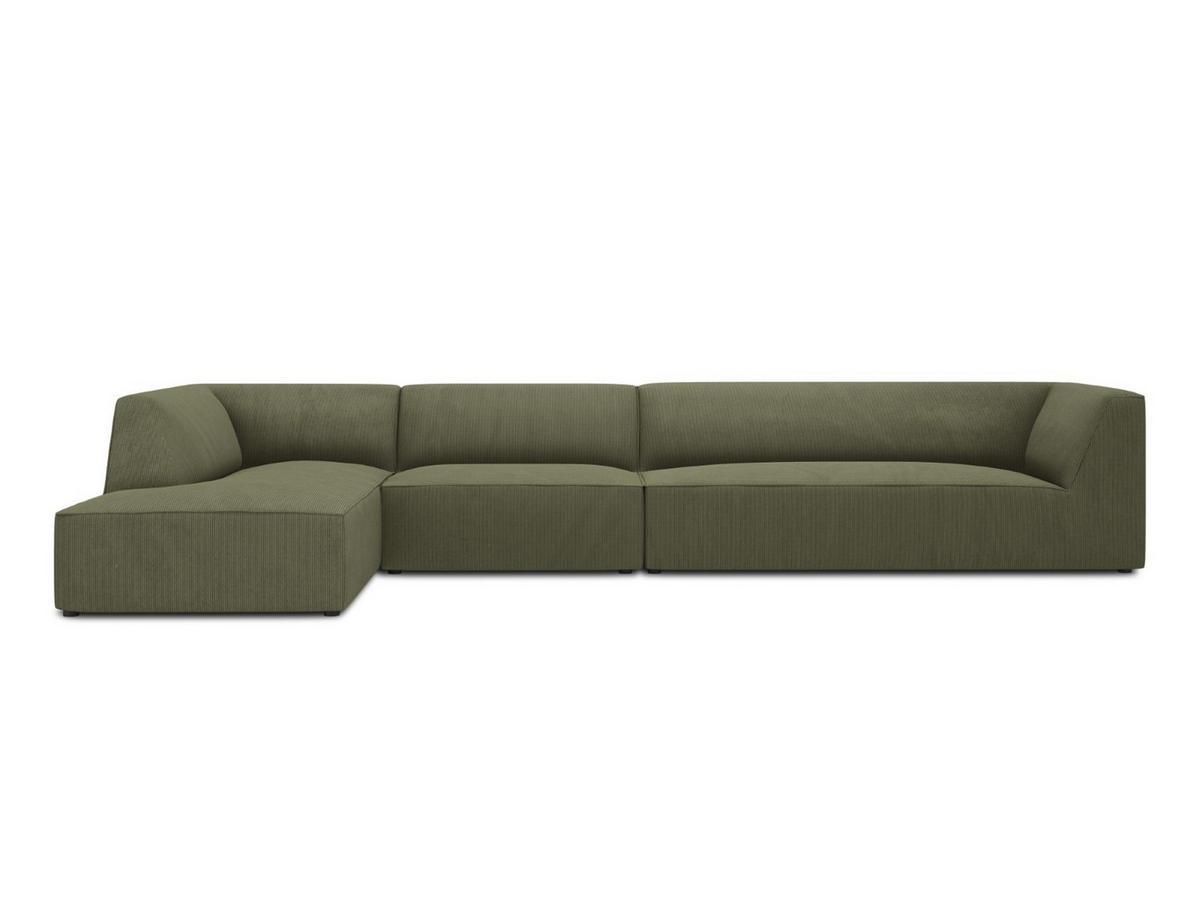 ECKSOFA links Ruby aus Cord grün 5 Sitzplätze - Grün, Textil (180/366cm) - Micadoni