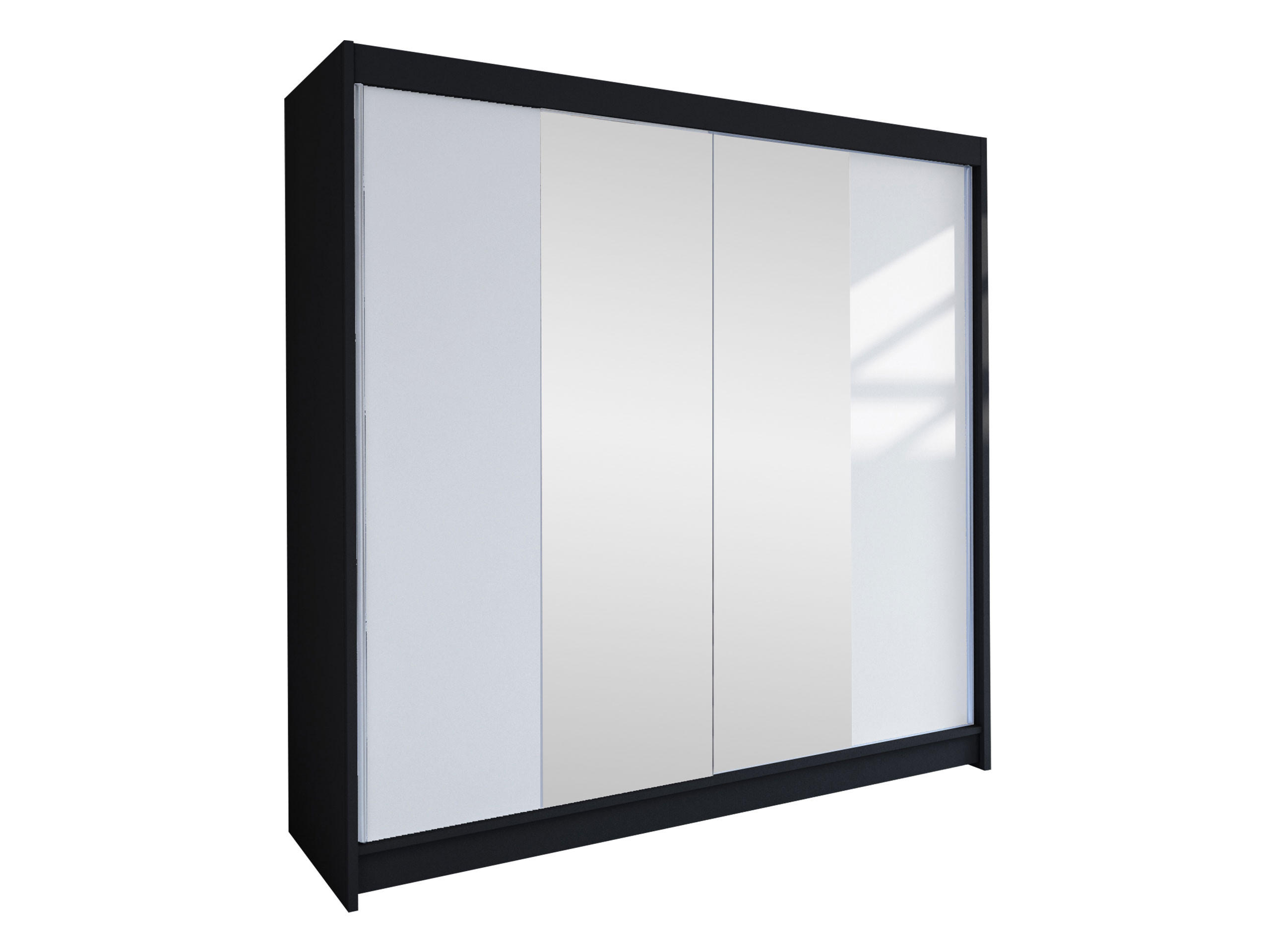 SCHWEBETÜRENSCHRANK Talin II - Klar/Silberfarben, Holzwerkstoff/Metall (180/215/58cm) - MIRJAN24
