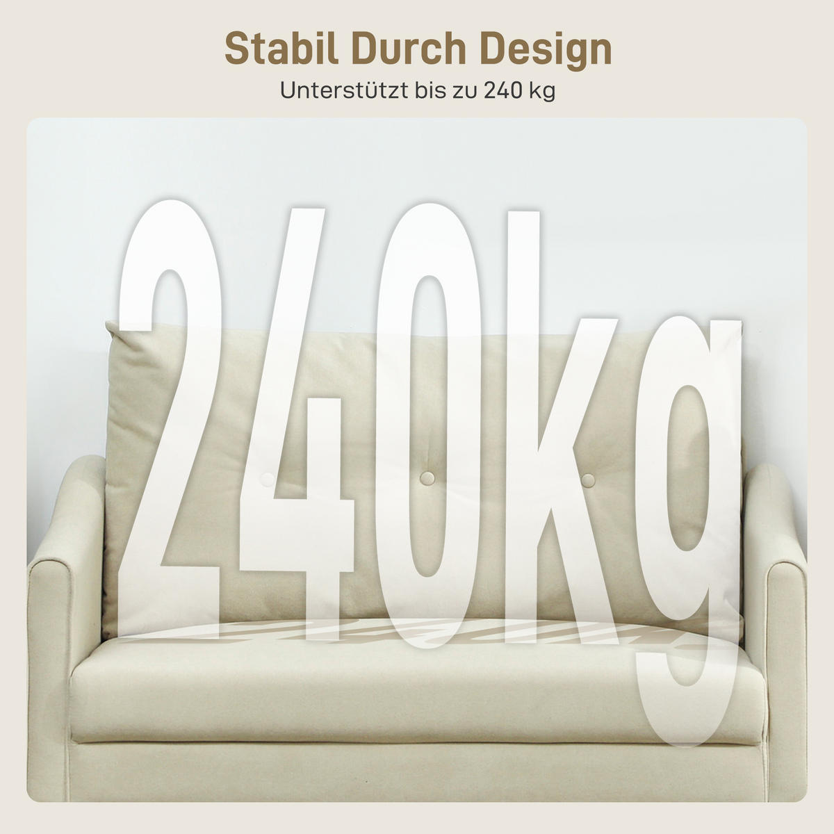2-SITZER-SOFA DE-06500 Schaumstoff-Polsterung, Stoffbezug, Metallrahmen Cremeweiß - Creme, Textil/Metall (124/92/73cm) - ComfortXL