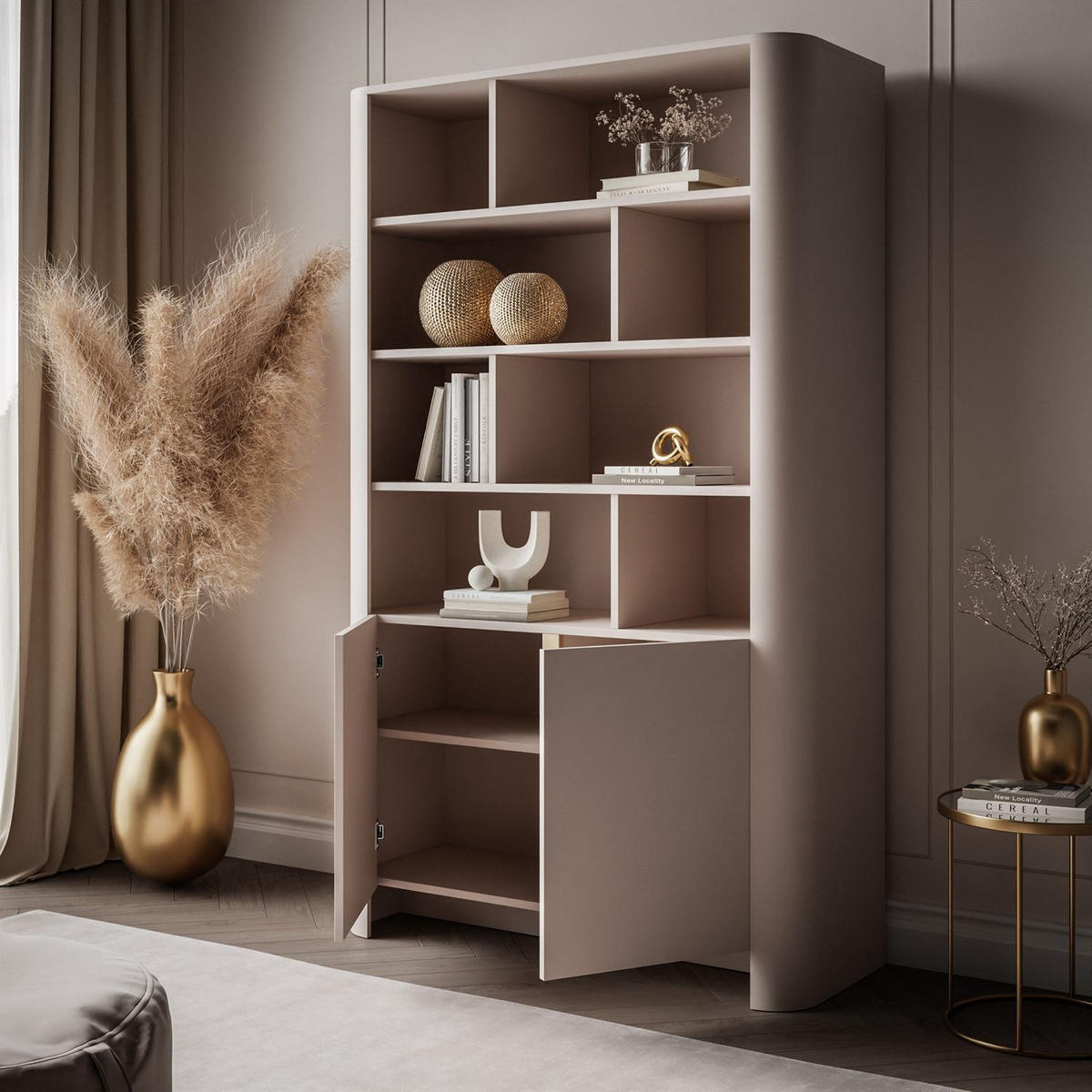 STANDREGAL DESTINY Kaschmir, zweitürig mit offenen Regalböden - Kaschmir, Holzwerkstoff (103/170/39cm) - Lookway