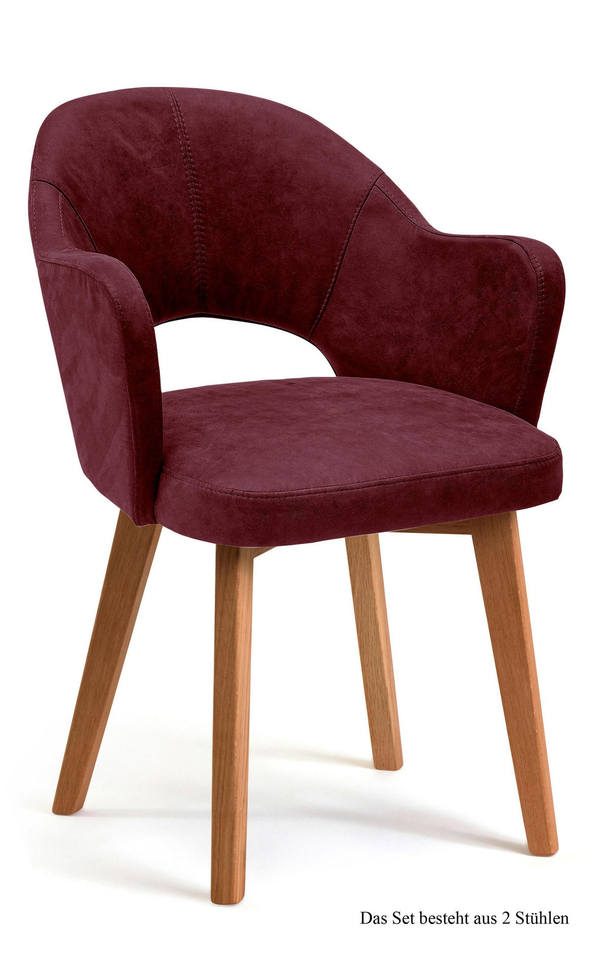 ARMLEHNSTUHL (2er-Set) Darsie 59x87x61 Eiche geölt/Marsala - Eichefarben/Brombeere, Kunststoff (61/87/59cm) - 58aufmkessel