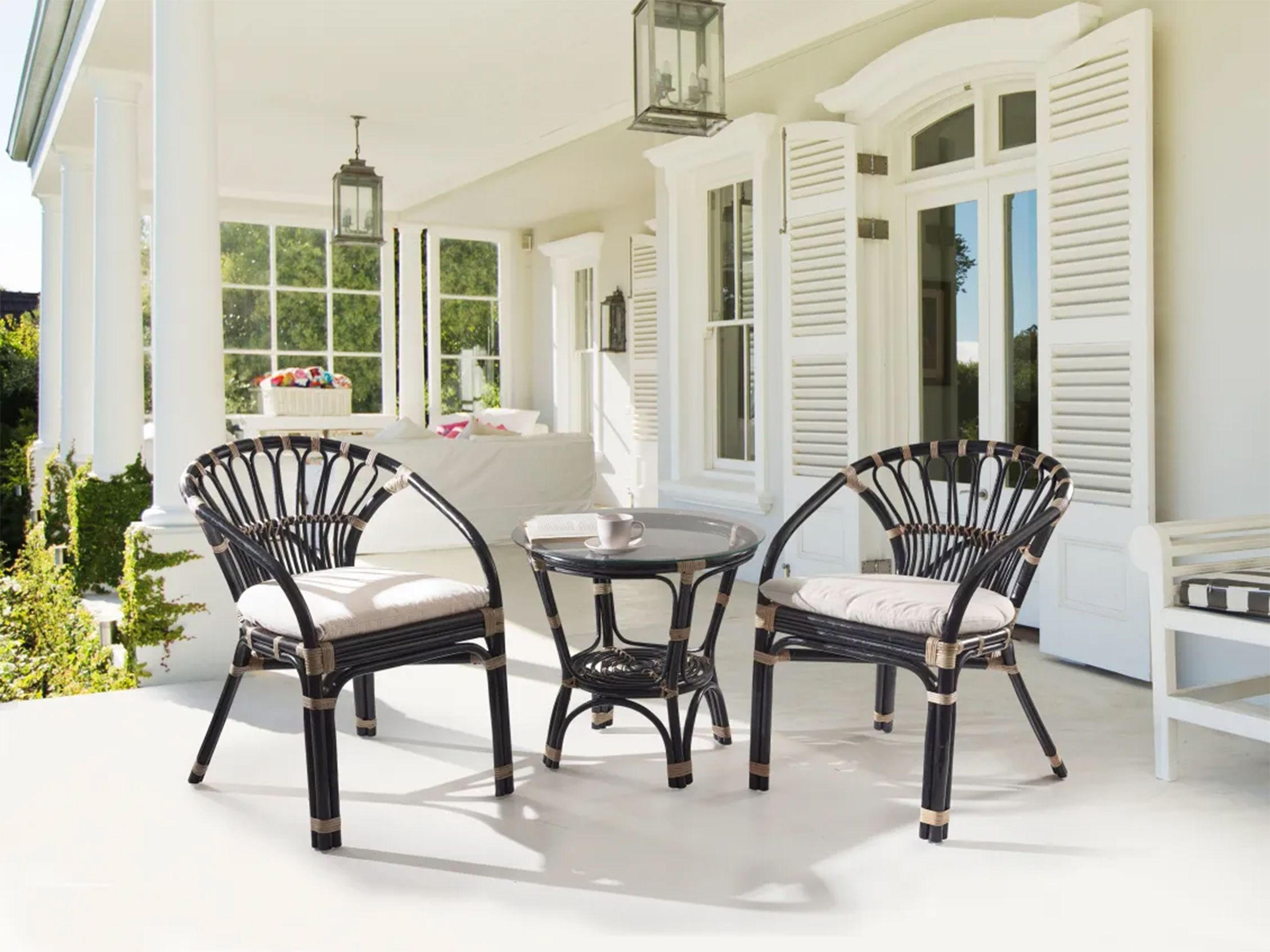 BISTRO-SET Schwarz/Heller Holzfarbton Pecorini - Hellbraun/Schwarz, Naturmaterialien - Beliani