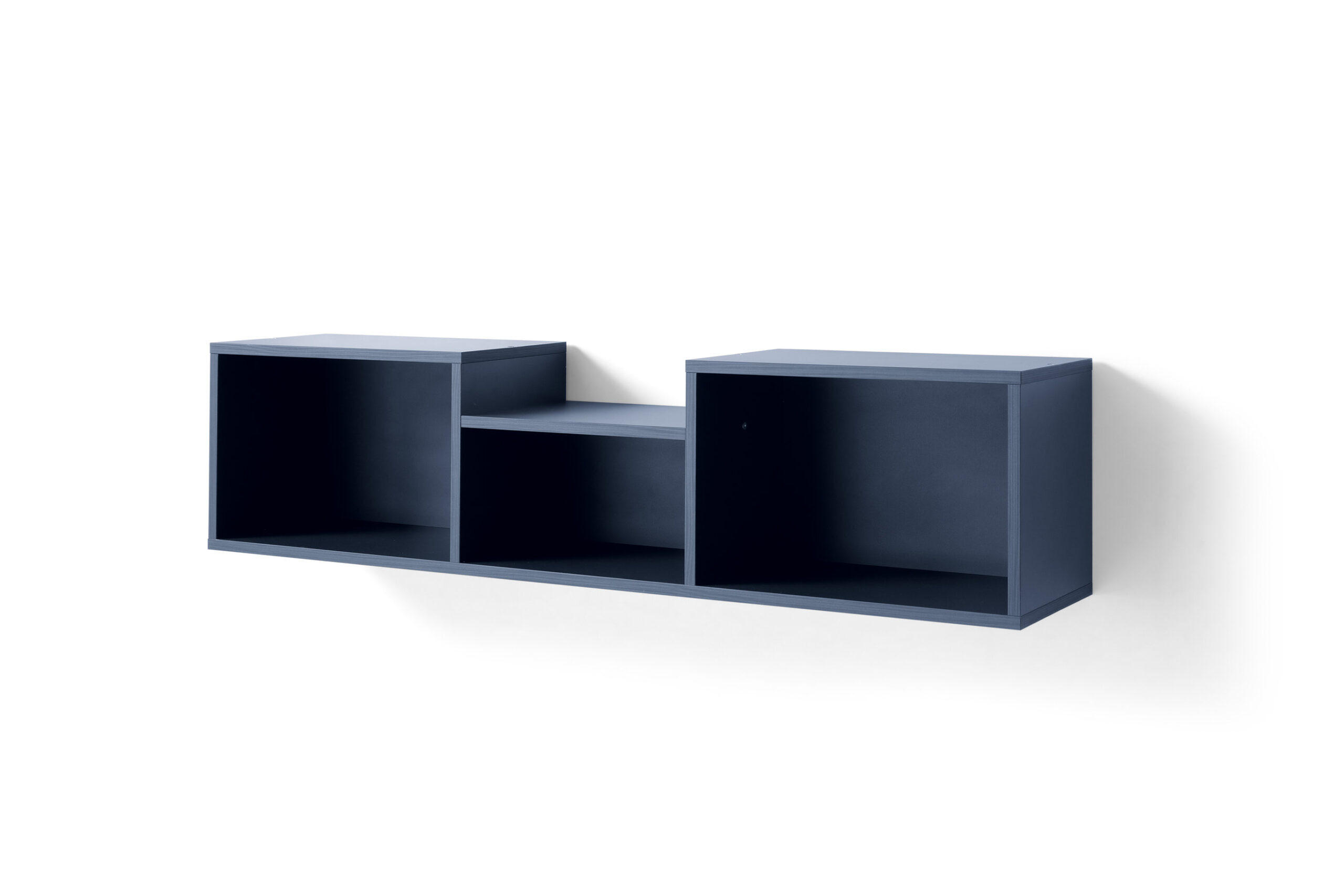 WANDREGAL Sinus in Beige, Eiche & Marineblau Wandboard - Braun, Holzwerkstoff (80/200/120cm)