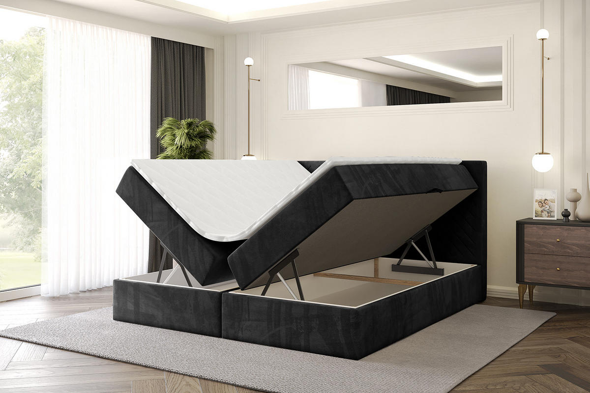 BOXBETT mit Matratze H3 und Lattenrost - VEXA - 120x200 - Schwarz Casablanca - Schwarz, Holzwerkstoff/Kunststoff (120/200cm) - ALTDECOR