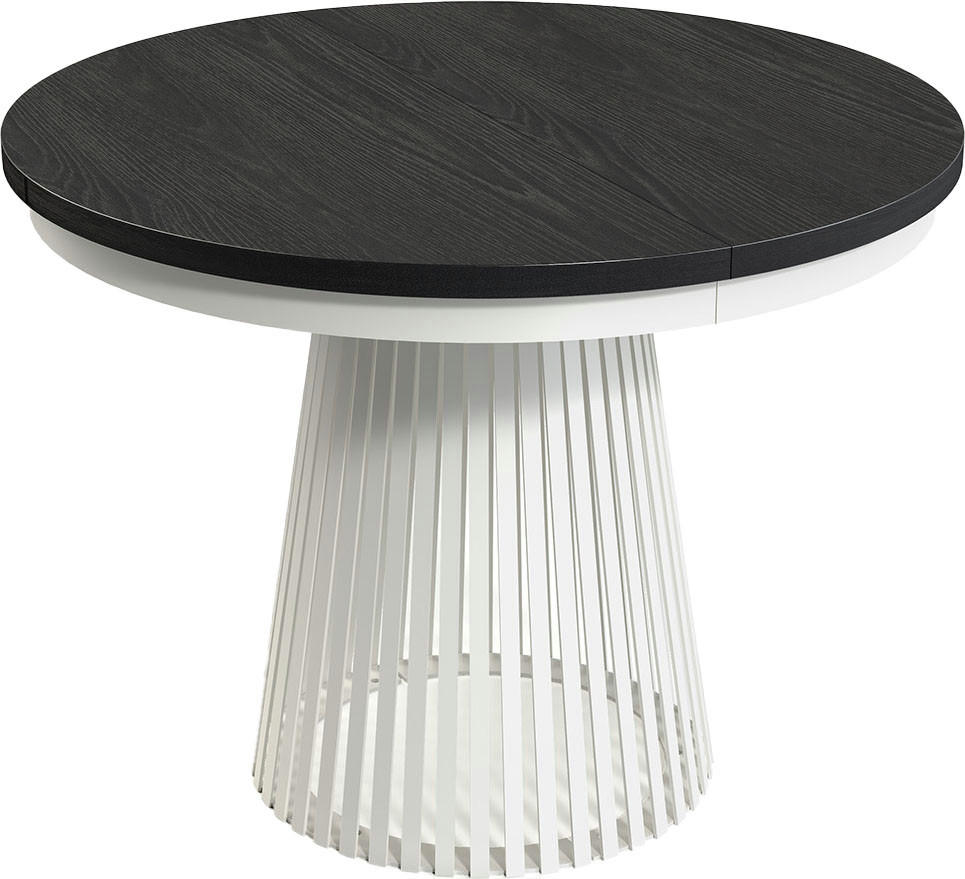 ESSTISCH Scala runder ausziehbarer, Schwarz 100-180/100/75 cm - Schwarz/Weiß, Holzwerkstoff/Metall (100/100/75cm) - WFL GROUP