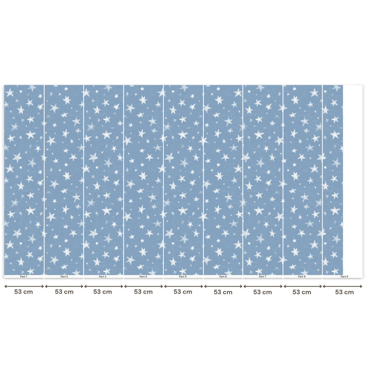 KINDERTAPETE - Sterne - Muster - Blau - 450x240 cm - Hellblau, Papier (450/240cm) - OnlyWow
