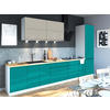 KÜCHENZEILE Florence 8-teilig Seidengrau / Türkisblau 392 / 59 / 207 cm - Türkis/Grau, Holzwerkstoff (392/207/59cm) - Feldmann-Wohnen