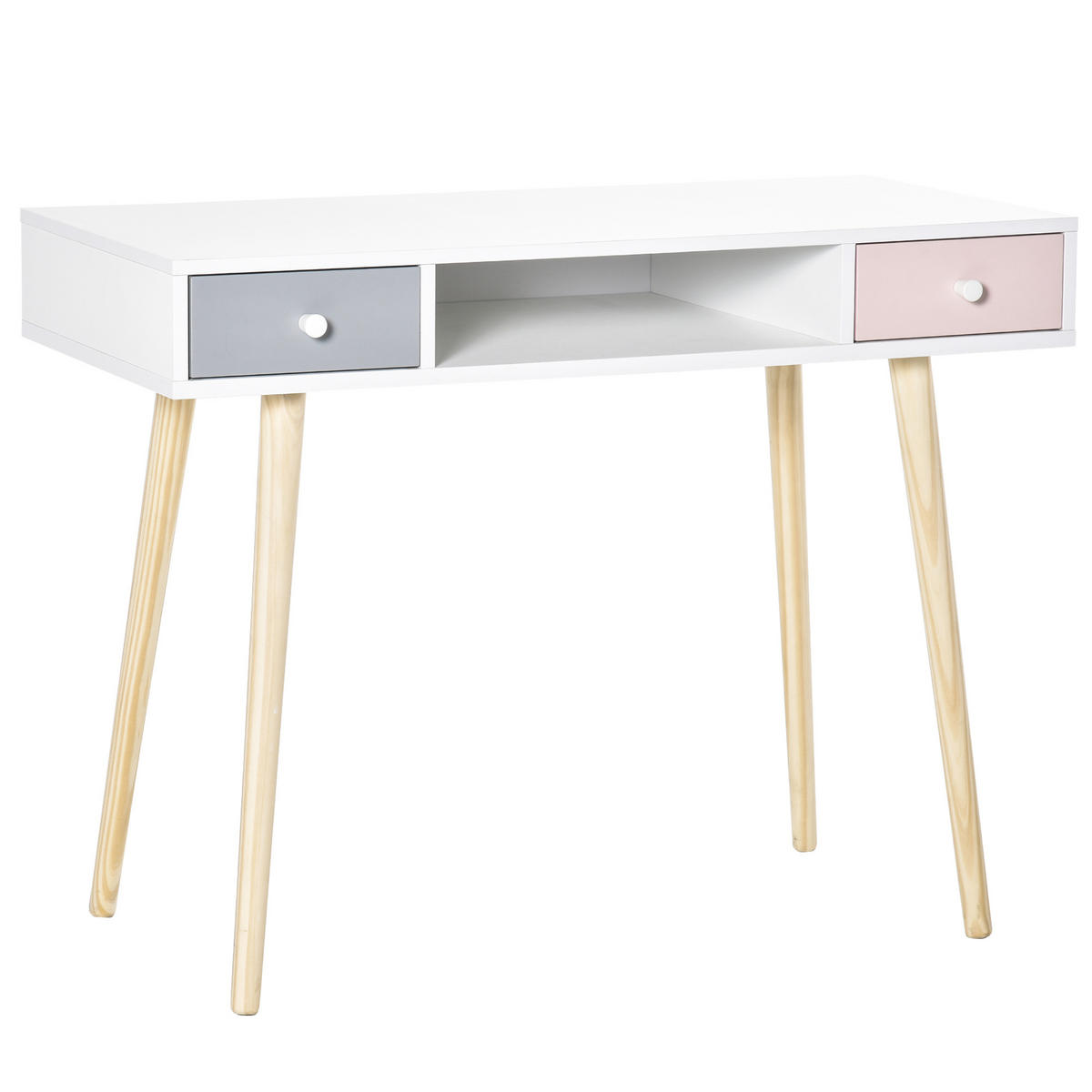 KINDER-SCHREIBTISCH DE-17505 Weiß/Grau/Rosa - Weiß, Holzwerkstoff (100/76.5/48cm) - ComfortXL