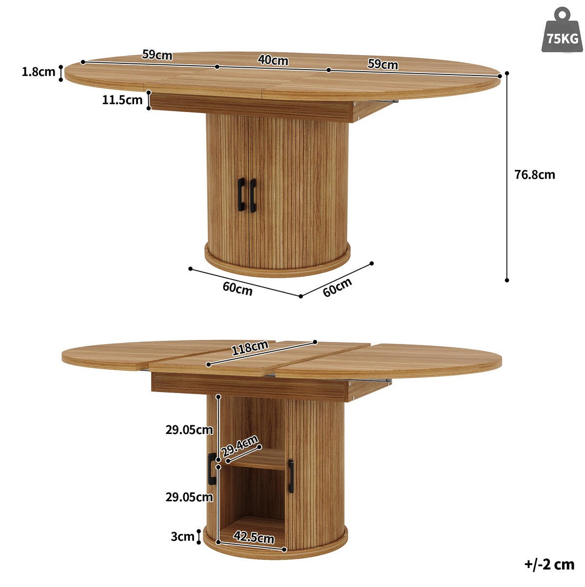 ESSTISCH 118/118/76,8 cm Walnuss aus MDF ausziehbar - Braun, Holzwerkstoff (118/118/76.8cm) - OKMYHOME
