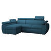 ECKSOFA Boston Mini Premium Cord 2RLC, Seite: Links LC+2R - Chromfarben/Blau, Holz/Textil (255/170cm) - MIRJAN24