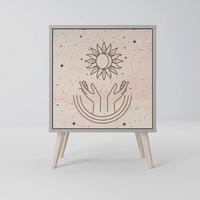 SIDEBOARD DELICATE BEAUTY, Grau, 57,5x42x77,5 cm, Schräge Buchenholzfüße - Buchefarben/Multicolor, Holzwerkstoff/Buchenholz (57.5/77.5/42cm) - SpaceRebels