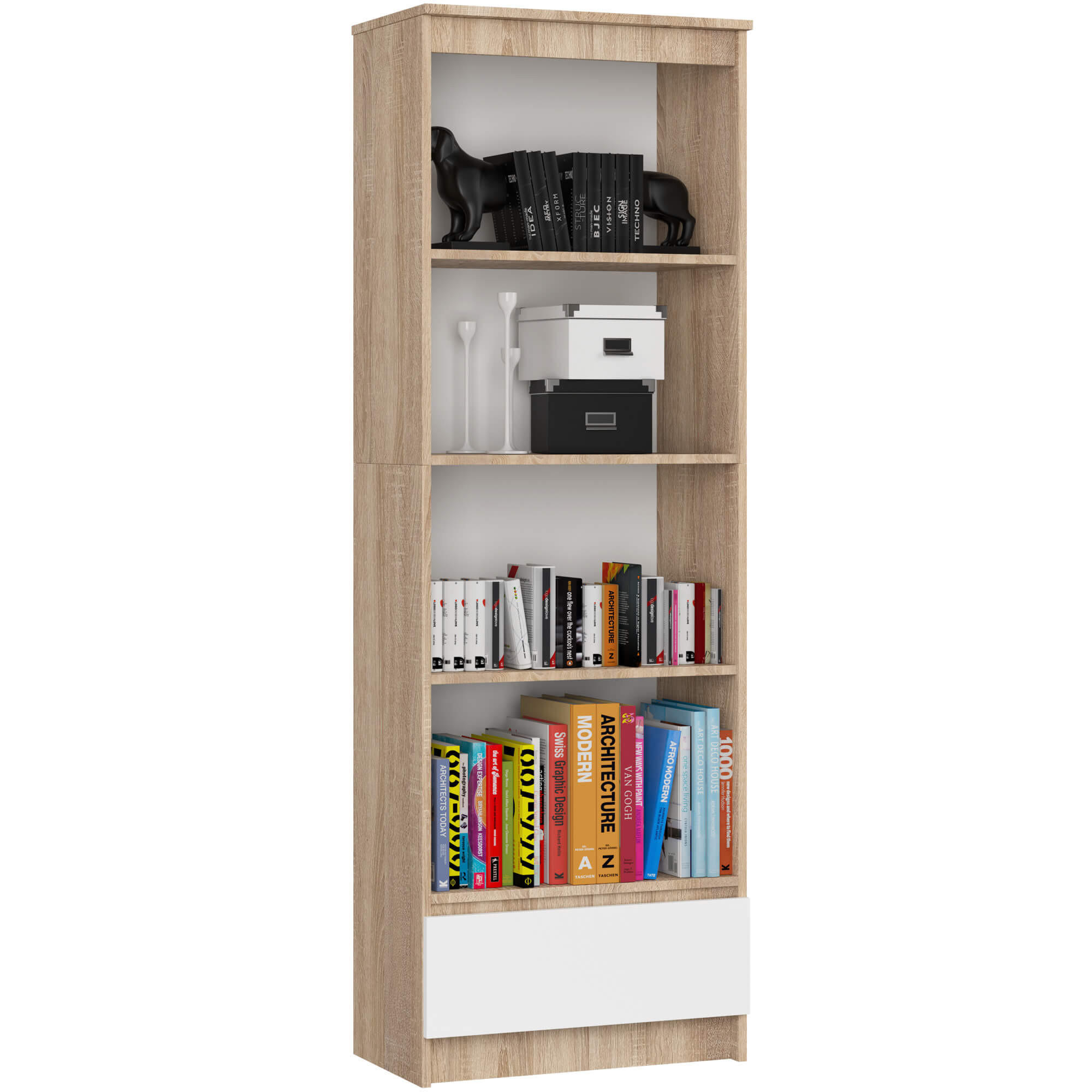 RAUMHIRSCH FURNITURE STOJACÍ REGÁL Dub Sonoma, biela 180/60/35