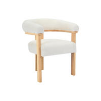 STUHL mit Armlehnen - Bouclé-Stoff & Kautschukholz - Weiß & Holzfarben - LIVELIA - Naturfarben, Textil (60/78/64cm) - Pascal Morabito