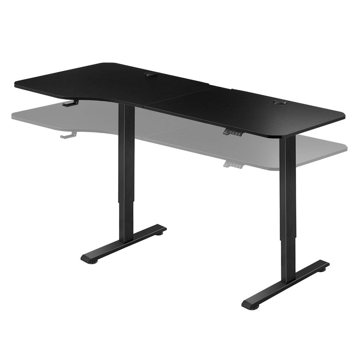 SCHREIBTISCH Office Stand schwarz 160x75 cm höhenverstellbar - Schwarz, Holz (60/160/117cm) - Juskys