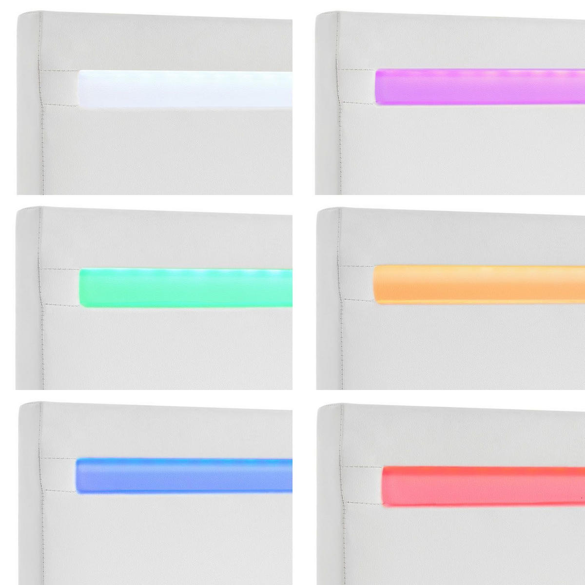 POLSTERBETT Paris mit Matratze und LED weiß 120x200cm - Weiß, Textil (120/200cm) - Juskys