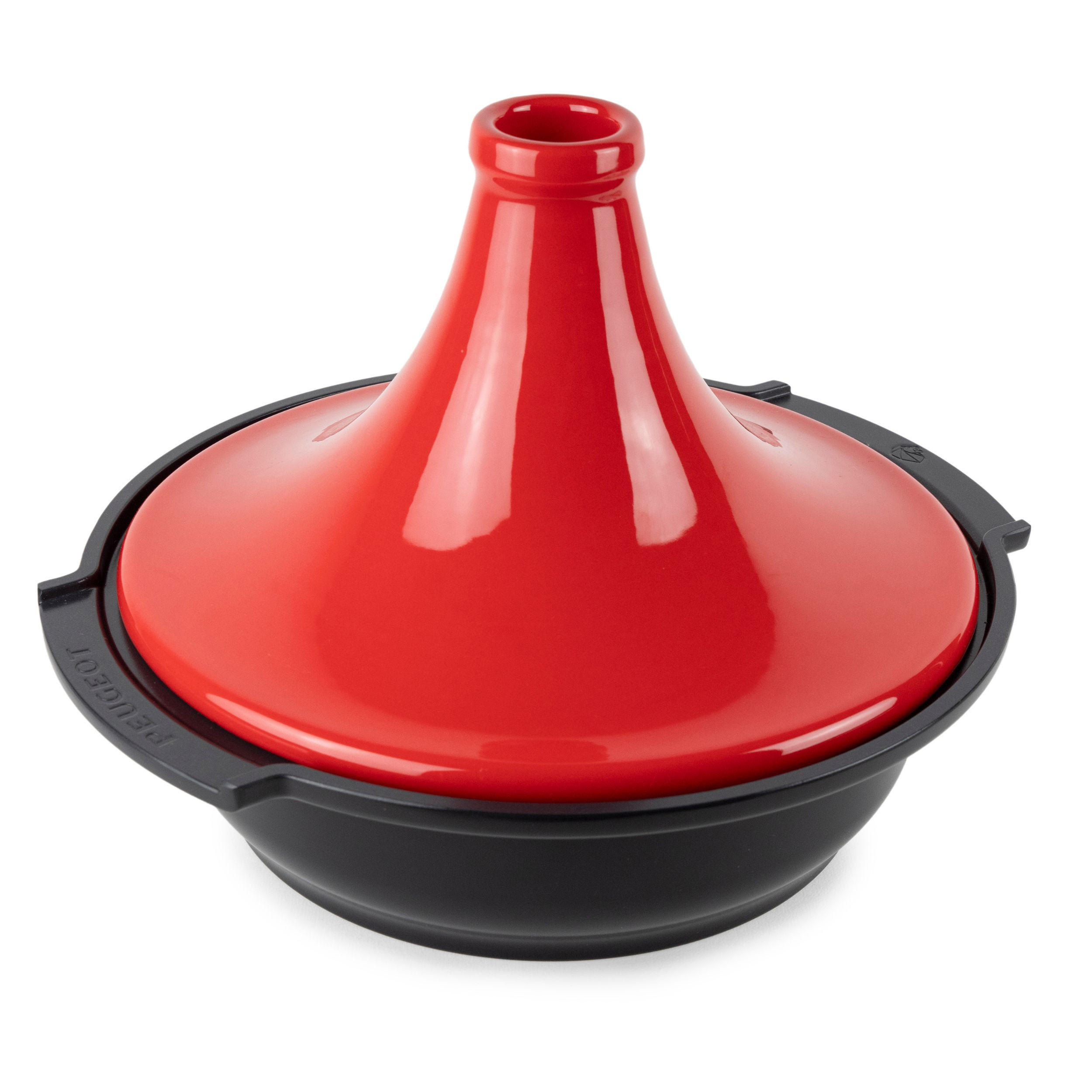 TAGINE Atlas Rot Aluminium Keramikdeckel für alle Herdarten - Rot, Keramik (32.8/30.2/24cm) - PEUGEOT