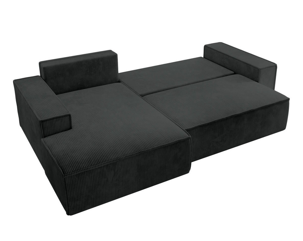 ECKSOFA Farese Schwarz Cordbezug - Schwarz, Kunststoff/Textil (267/167cm) - Selsey