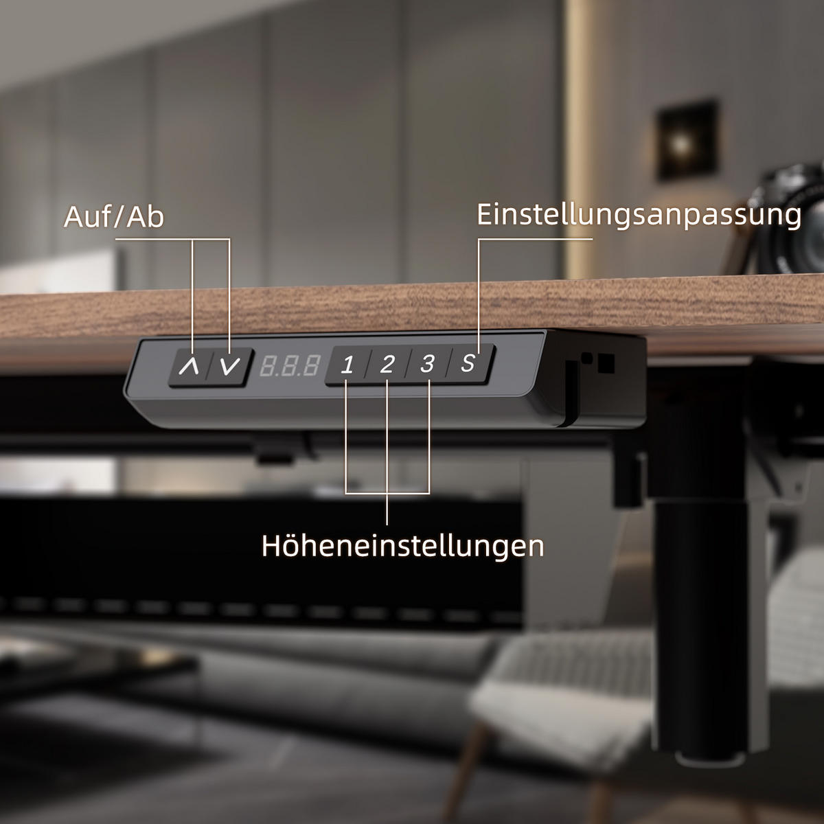 SCHREIBTISCH höhenverstellbar 70 - 120 cm - Schwarz/Braun, Holz/Metall (140/70/120cm) - HOMAVO