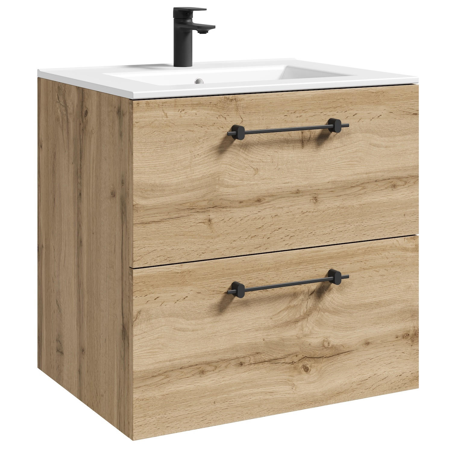 BADMÖBEL-SET Muro 2 Teile Eiche - 60 x 45 x 61 cm - Eichefarben, Holz (60/61/45cm) - Badplaats