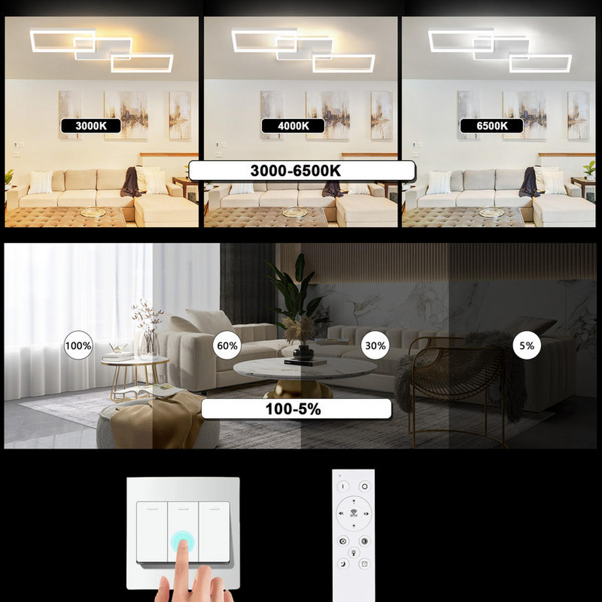 LED-DECKENLEUCHTE Finch II 80/45/7cm - Weiß, Metall (80/45/7cm) - Nettlife