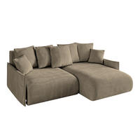 ECKSOFA Ottomane rechts ONESK-L-v1 216x177x72 Braun Velours - Braun, Holzwerkstoff/Kunststoff (177/216cm) - ALTDECOR