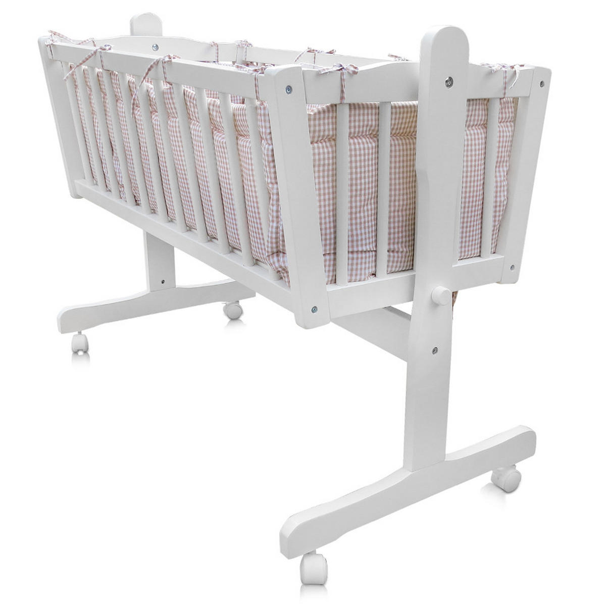 BABYBETT Beige 100 x 77 cm mit Rollen - Beige, Holz (77/100cm) - VitaliSpa