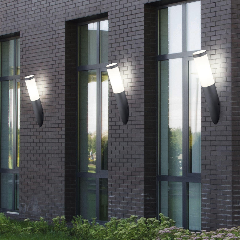LED AUSSEN-WANDLEUCHTE Edelstahl Anthrazit 3er Set - Anthrazit, Metall (7.6/39/17cm)