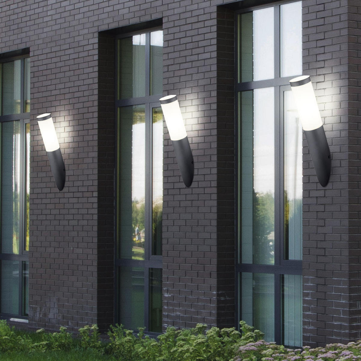 AUSSEN-WANDLEUCHTE BOSTON Edelstahl Anthrazit 2er Set - Anthrazit, Metall (7.6/39/17cm) - Globo Lighting