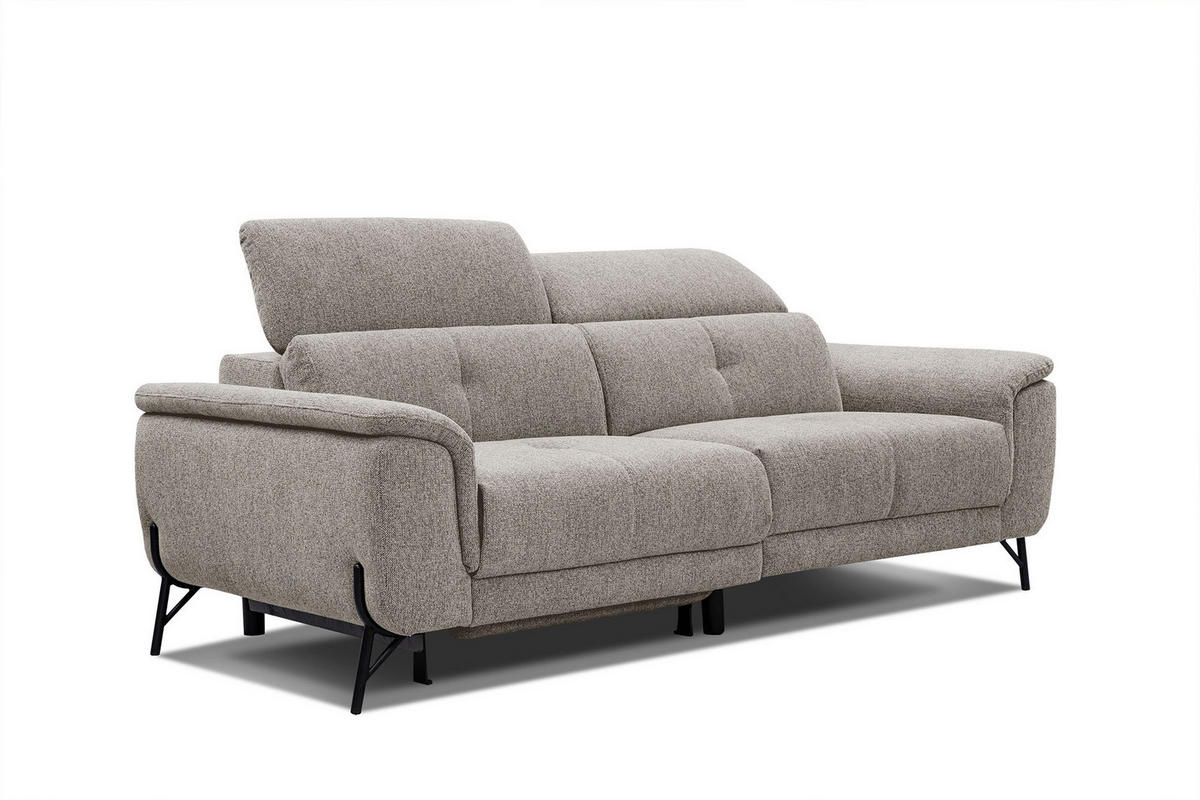 SOFA AVENA 3-Sitzer mit 1 Relaxfunktion, taupe - Taupe, Holzwerkstoff/Textil (204/80/108cm) - Courtois Laville