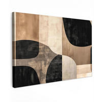LEINWANDBILD Abstrakt - Flugzeuge - Schwarz - Rund Groß 140x90 cm - Beige, Textil (140/90cm) - MuchoWow