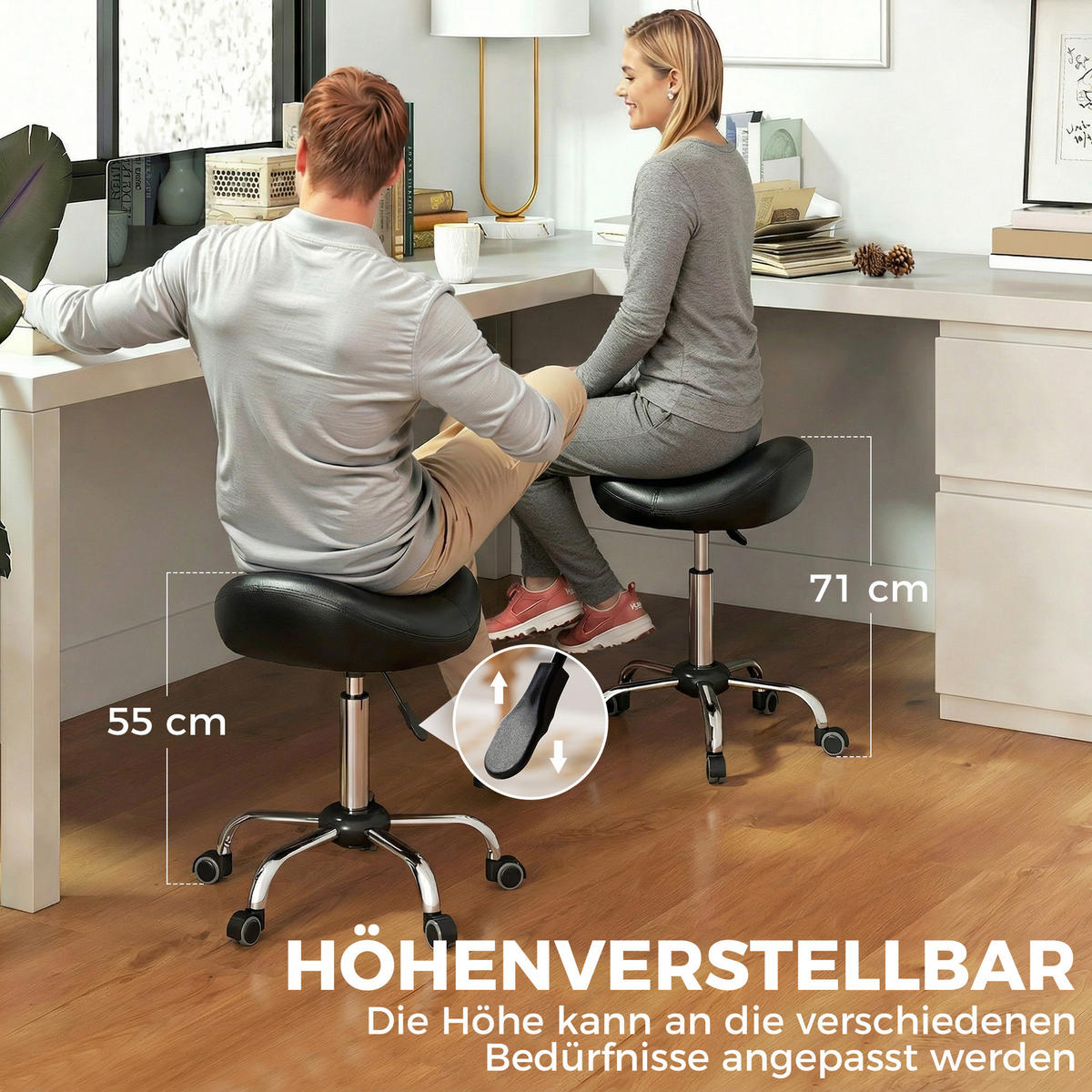 DREHHOCKER DE-09682 Schwarz - Schwarz, Metall (48/71/48cm) - ComfortXL