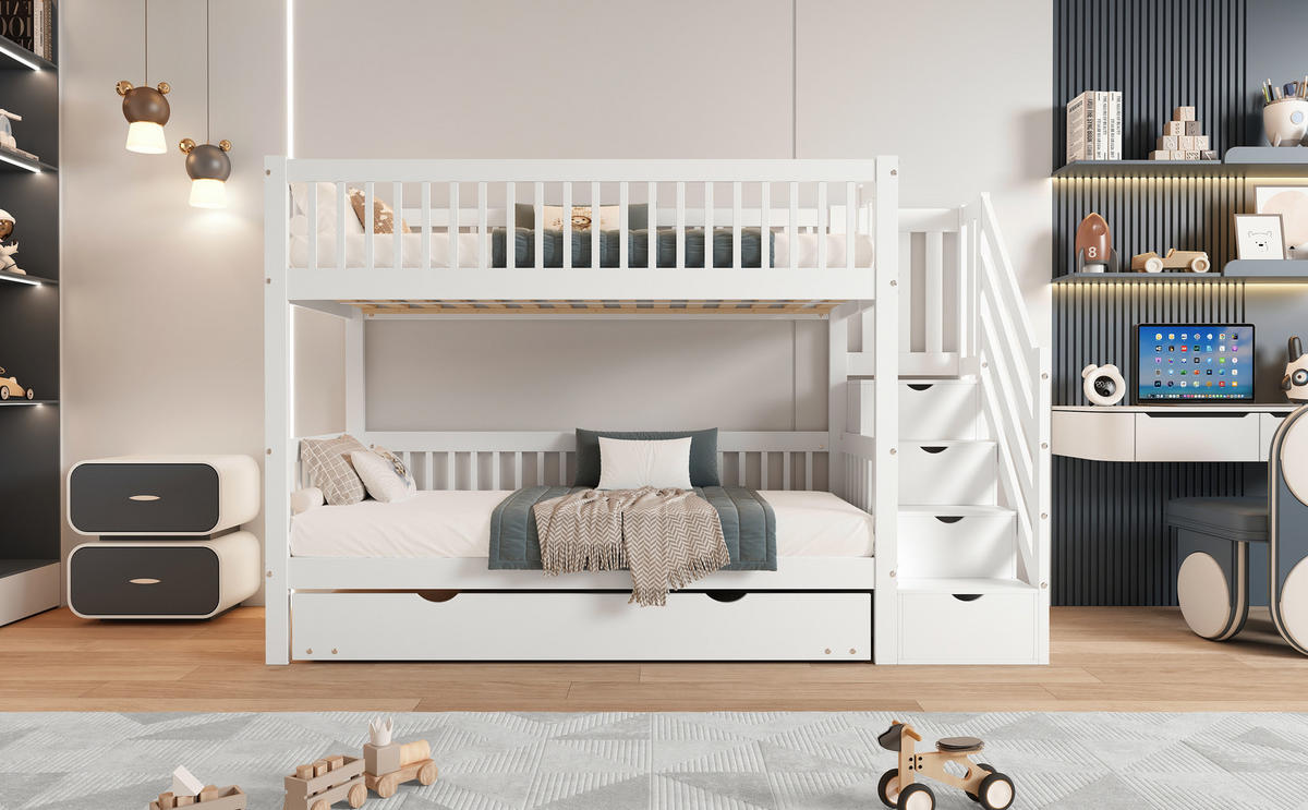 ETAGENBETT 90/90x200 cm Rollbett weiß - Weiß, Holz (90/200cm) - LEBENLANG